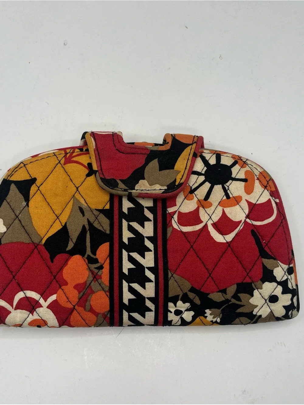 Vera Bradley Quilted Floral Cotton Clutch Wallet in Red and Mustard
